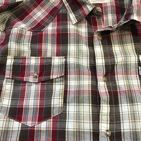 Levi's Pearl Snap Button Down Shirt Men's XXL Plaid Long Sleeves Cotton Blend - Picture 6 of 9